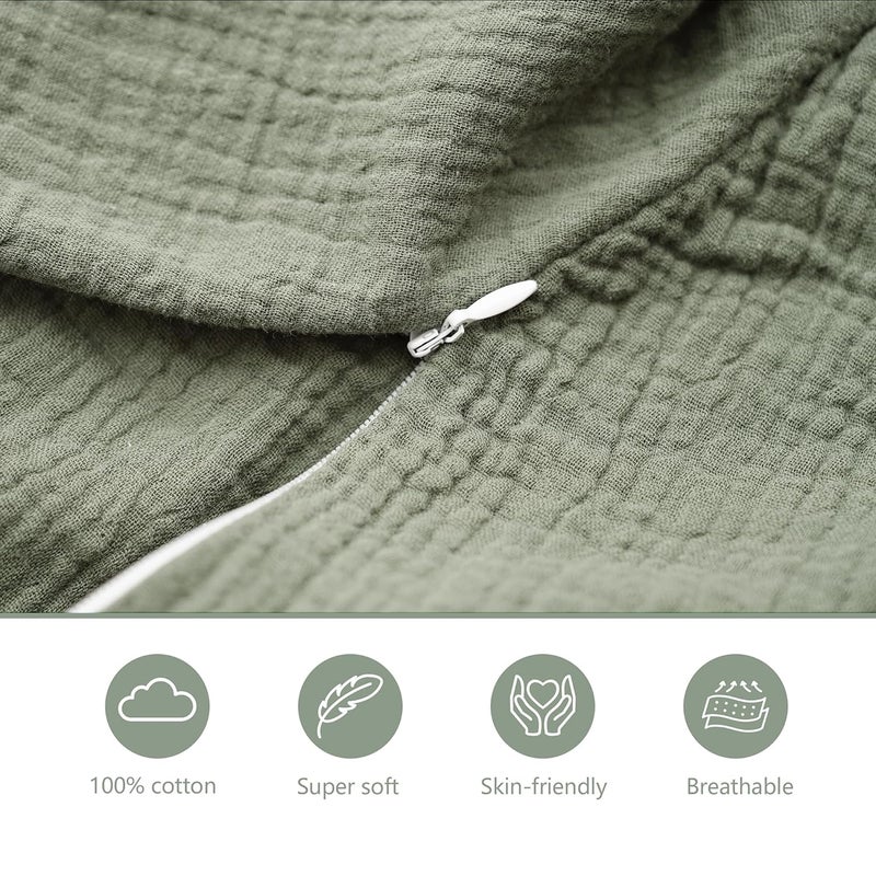 Coreeky Muslin Nursing Pillow Covers, 2 Pack, Soft & Adorable Slipcovers with Zipper Closure, 100% Cotton Covers for Breastfeeding Pillows (Pistachio) - Image 3